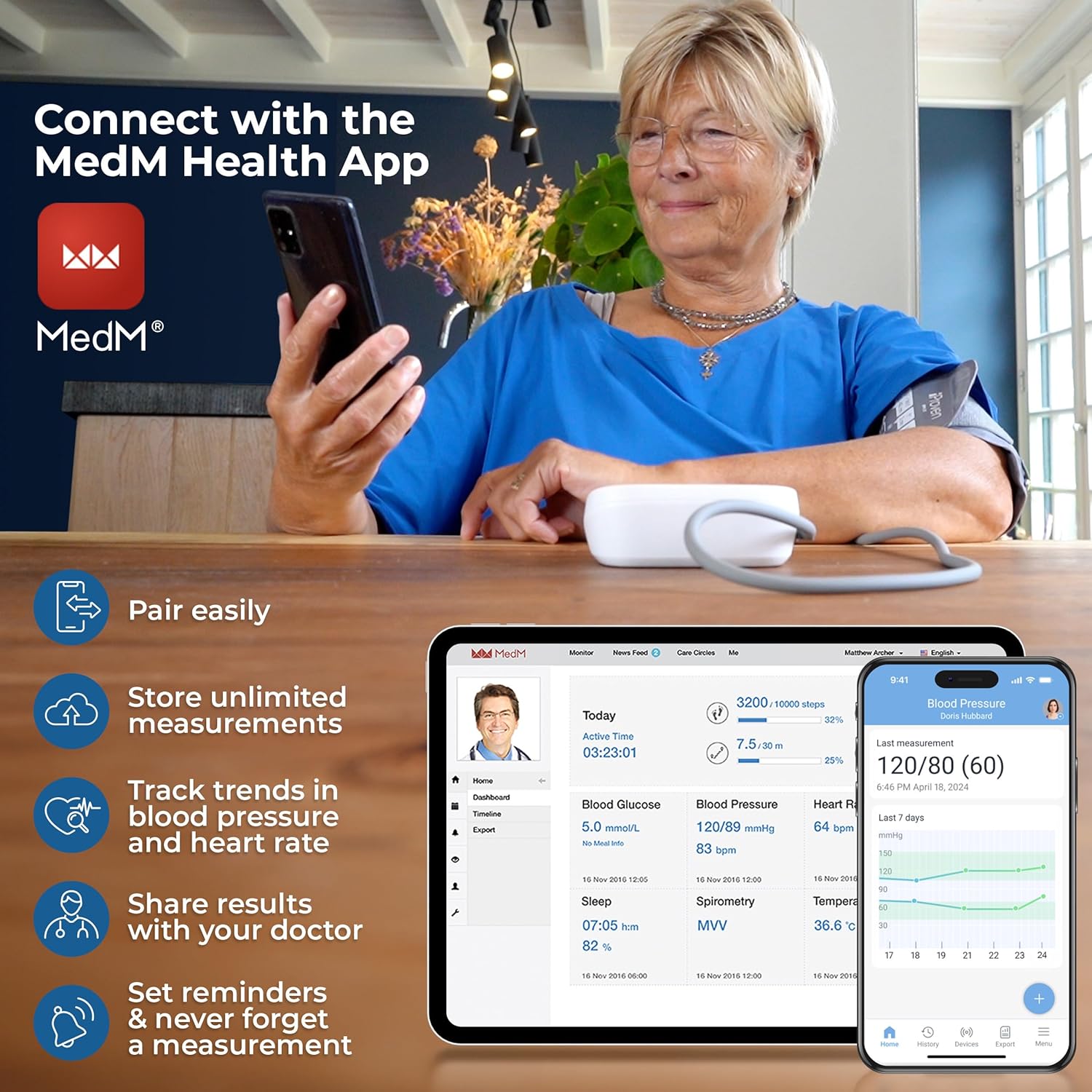 Blood Pressure Companion App for iProven BPM-35 With Apple Health and Google Health Connect Data Sync 